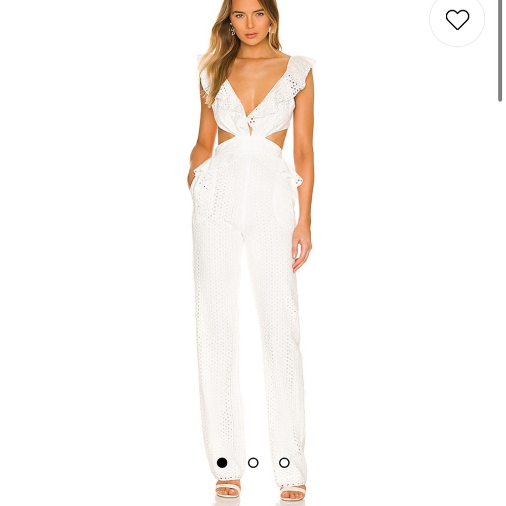 White Eyelet Jumpsuit: Karina Grimaldi